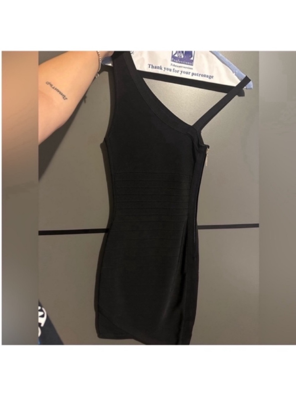 Marciano Black One-Shoulder Bodycon Dress